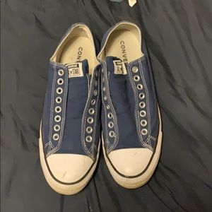 Converse blue low top slip ons